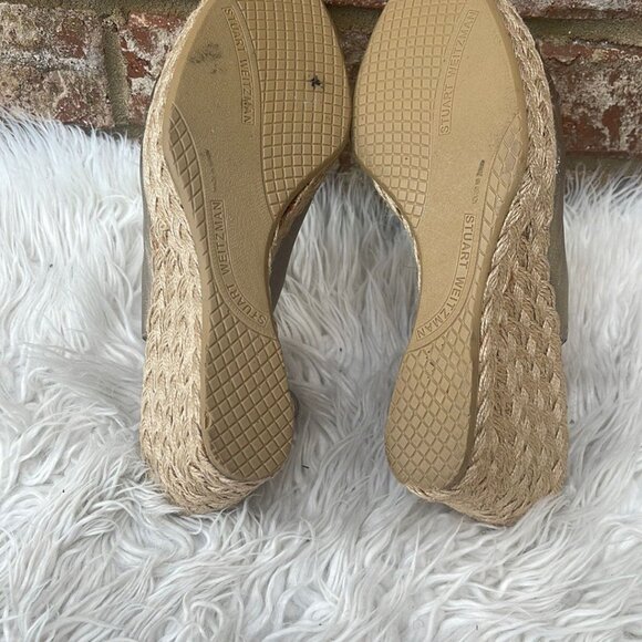Stuart Weitzman Silver Women's Gold Metallic Leather Espadrilles Size 9.5 - Picture 7 of 7